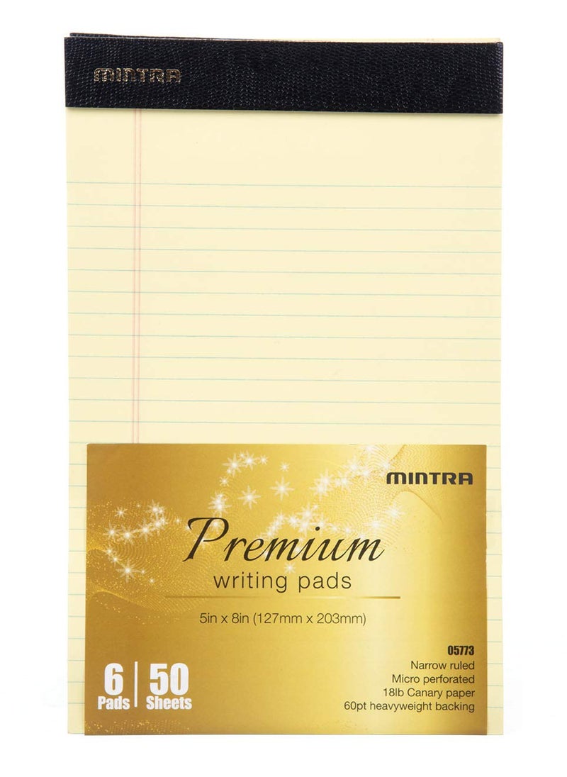 Mintra Office Legal Pads - ((PREMIUM CANARY 6pk, 5in x 8in, NARROW RULED)) - Image 5